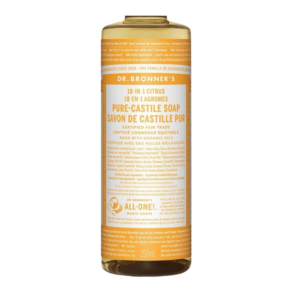 DR. BRONNER'S 18-IN-1 PURE-CASTILE SOAP CITRUS 237ML - NO LID, BRAND NEW